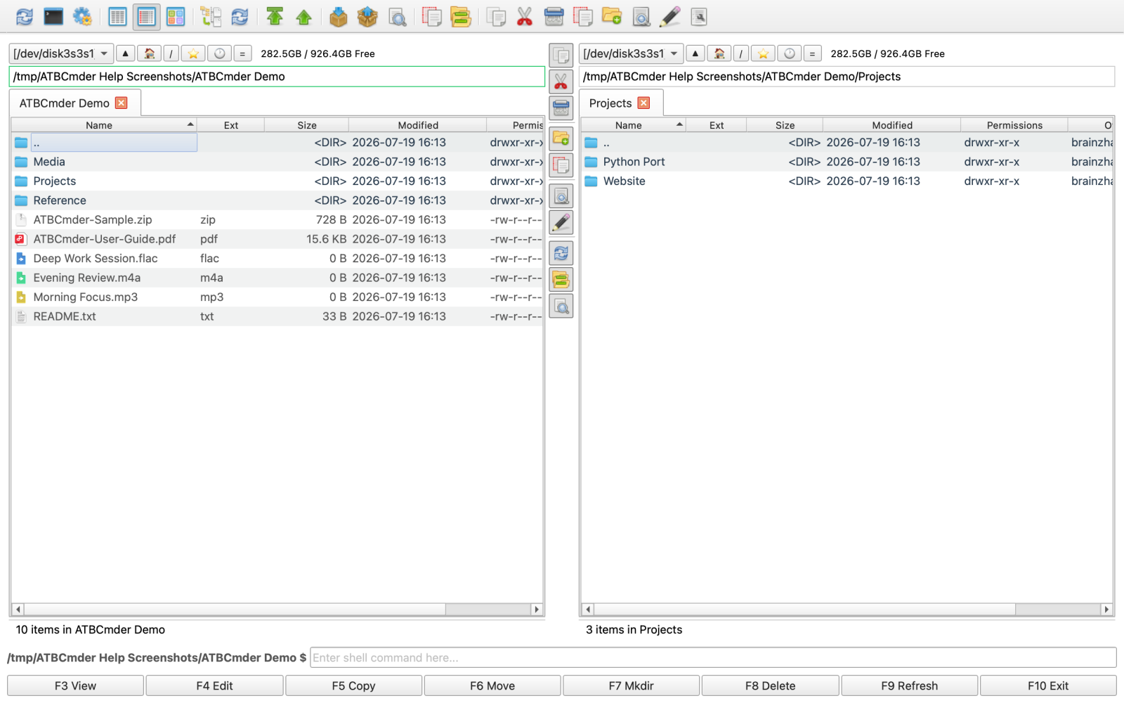 Middle Toolbar & Quick Commands